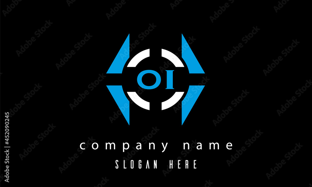 OI creative polygon with circle latter logo design OI creative polygon with circle latter logo design