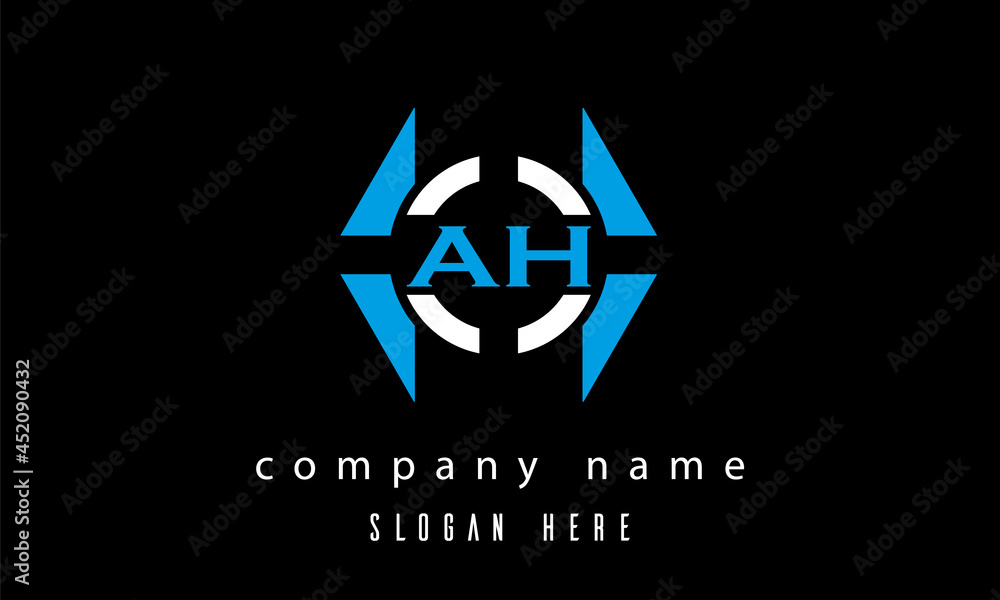 AH creative polygon with circle latter logo design vector AH creative polygon with circle latter logo design vector