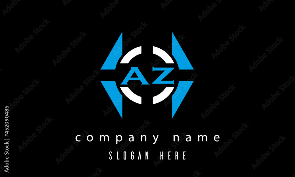 AZ creative polygon with circle latter logo design vector AZ creative polygon with circle latter logo design vector