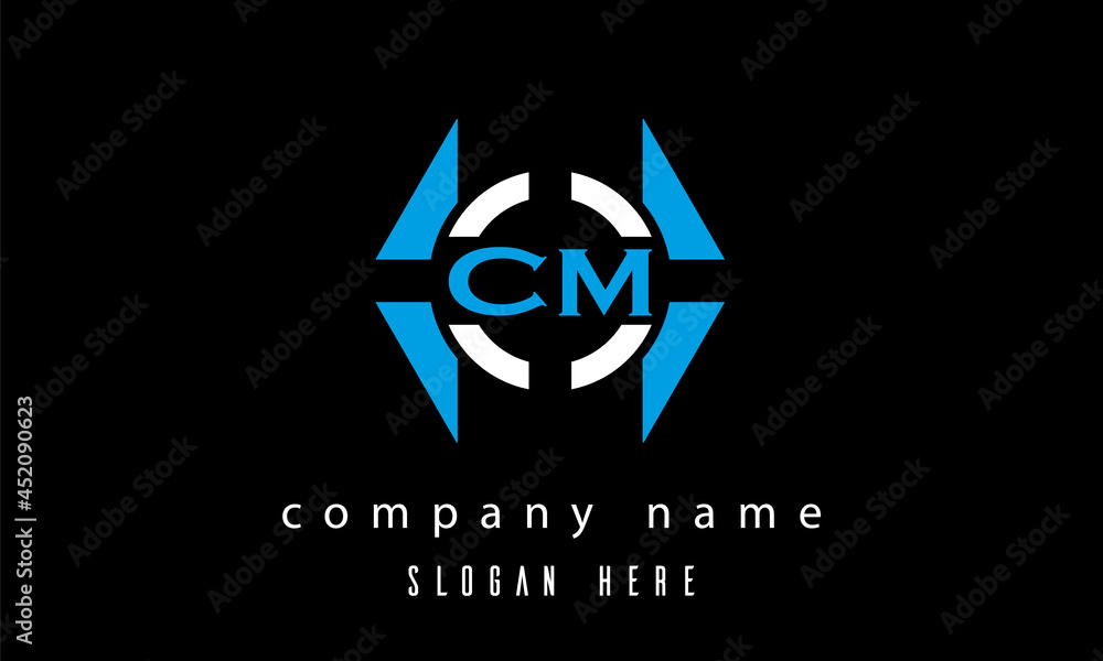 Obraz premium CM creative polygon with circle latter logo design vector