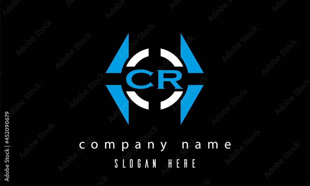 CR creative polygon with circle latter logo design vector CR creative polygon with circle latter logo design vector