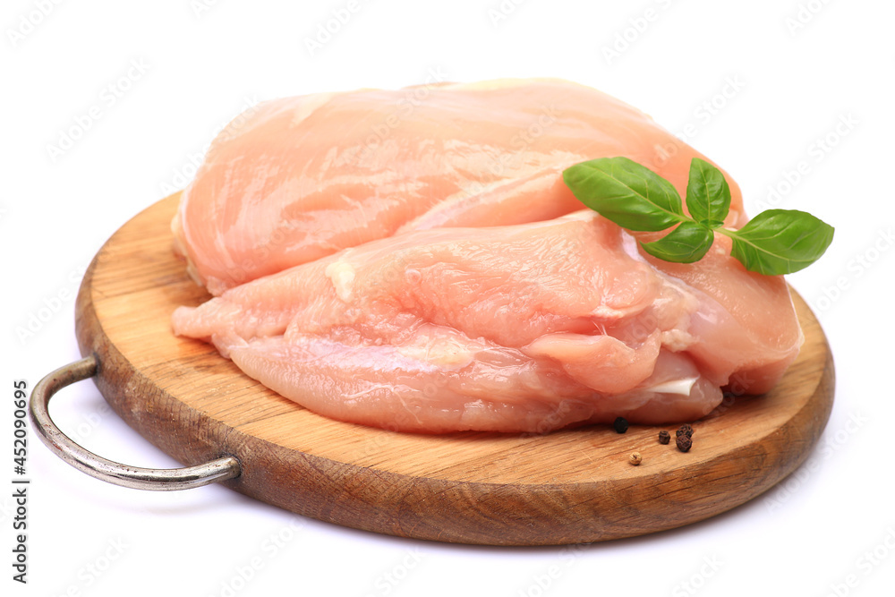 Chicken meat on a white background