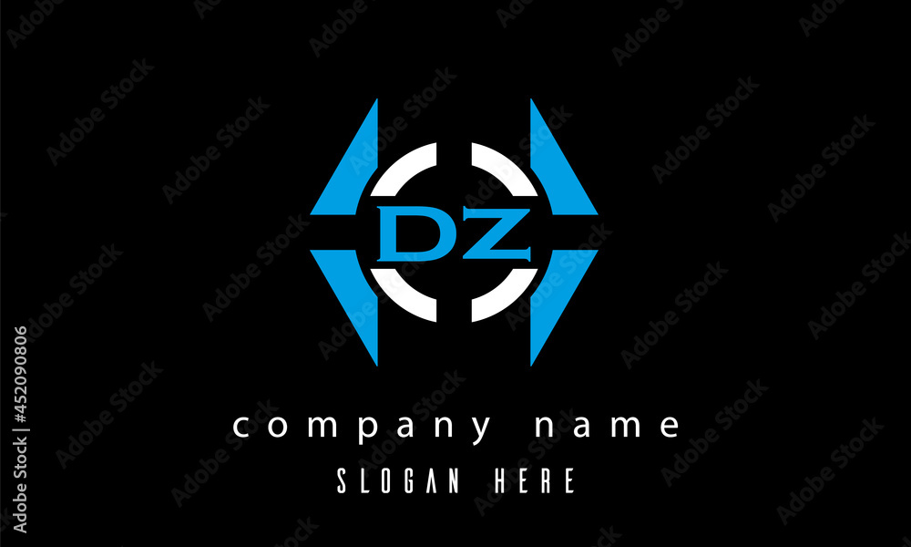 DZ creative polygon with circle latter logo design vector DZ creative polygon with circle latter logo design vector