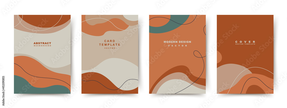 Set of abstract templates in minimal trendy 
style with copy space for text. Vector universal background for greeting cards, covers, presentations, social media stories and posts, AD,  banner, poster 