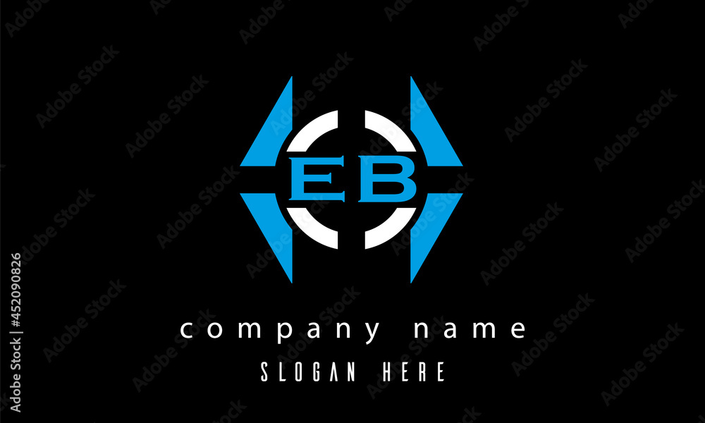 EB creative polygon with circle latter logo design vector EB creative polygon with circle latter logo design vector