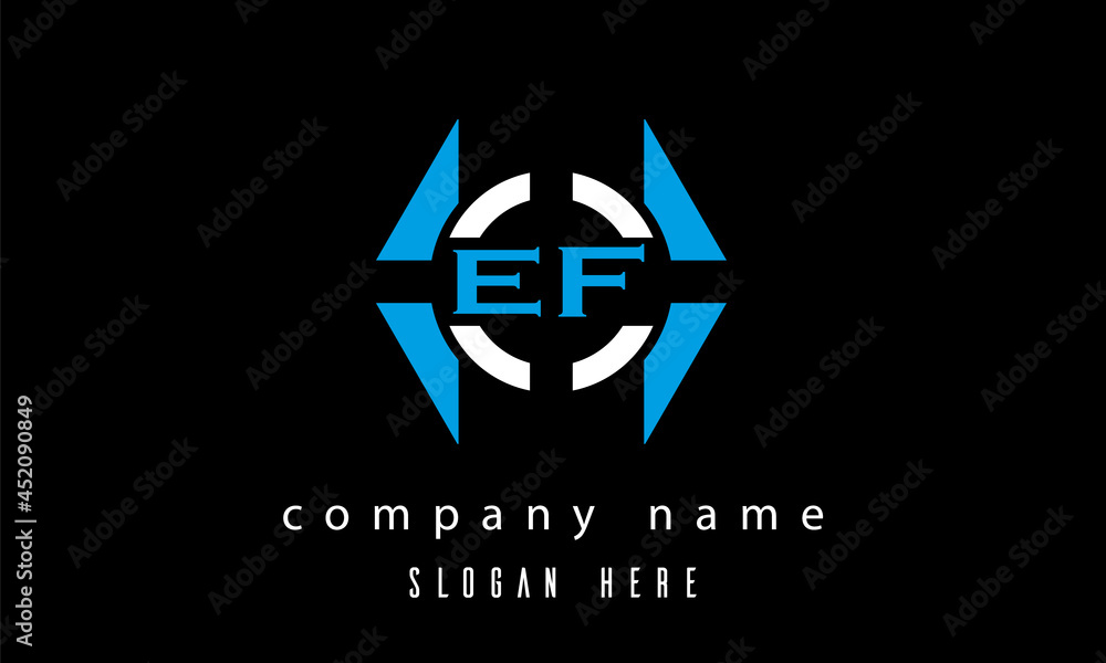 EF creative polygon with circle latter logo design vector EF creative polygon with circle latter logo design vector