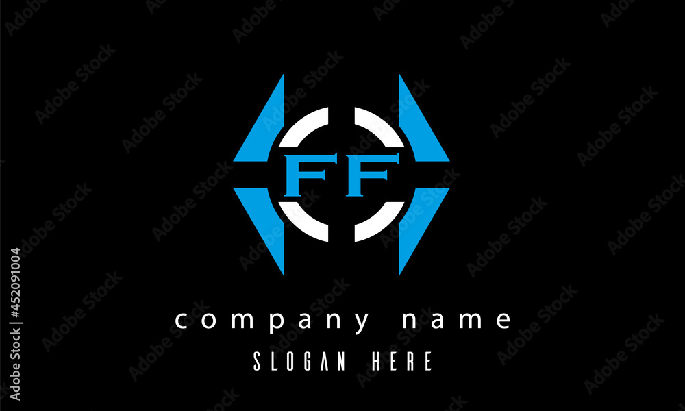 Obraz premium FF creative polygon with circle latter logo design vector