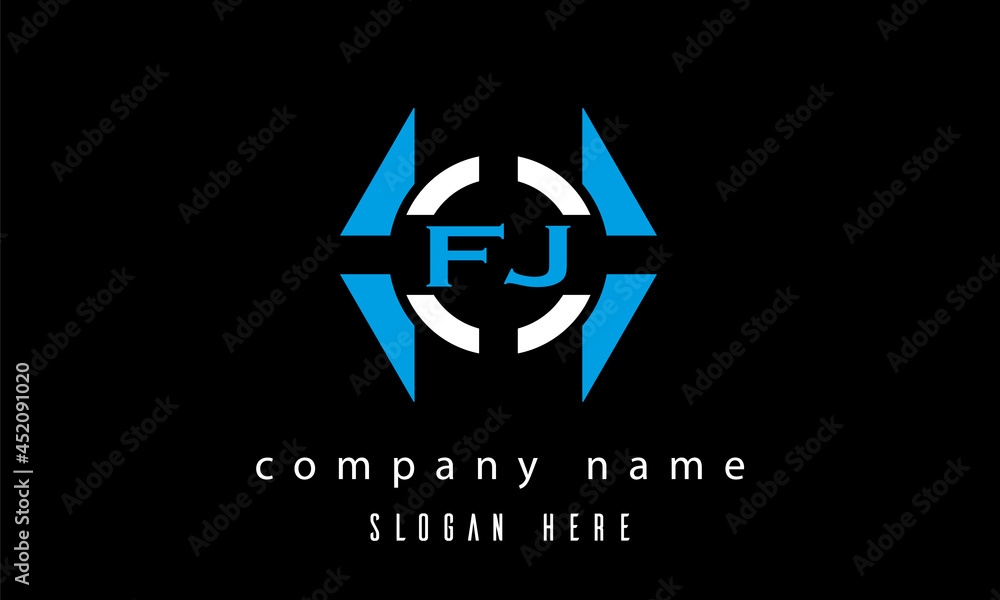 FJ creative polygon with circle latter logo design vector FJ creative polygon with circle latter logo design vector