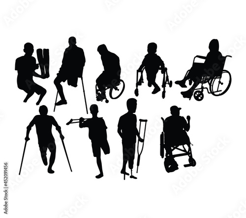 Disabled People Activity Silhouettes, art vector design	