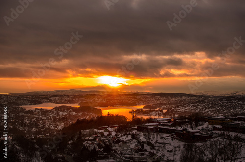 Bergen sunset cityscape. © Zeela