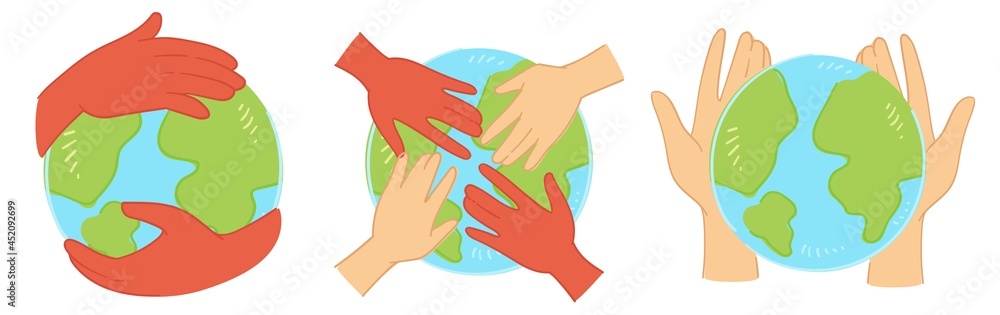 Diverse people protecting mother earth ecology Diverse people protecting mother earth ecology