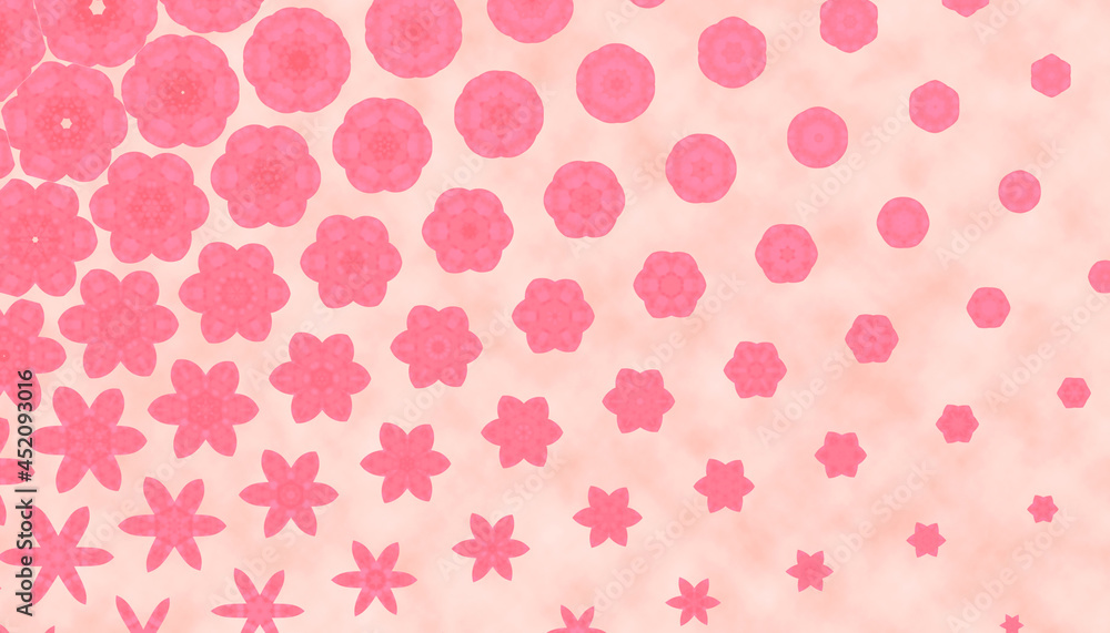 Pink abstract background with pretty flowers.
