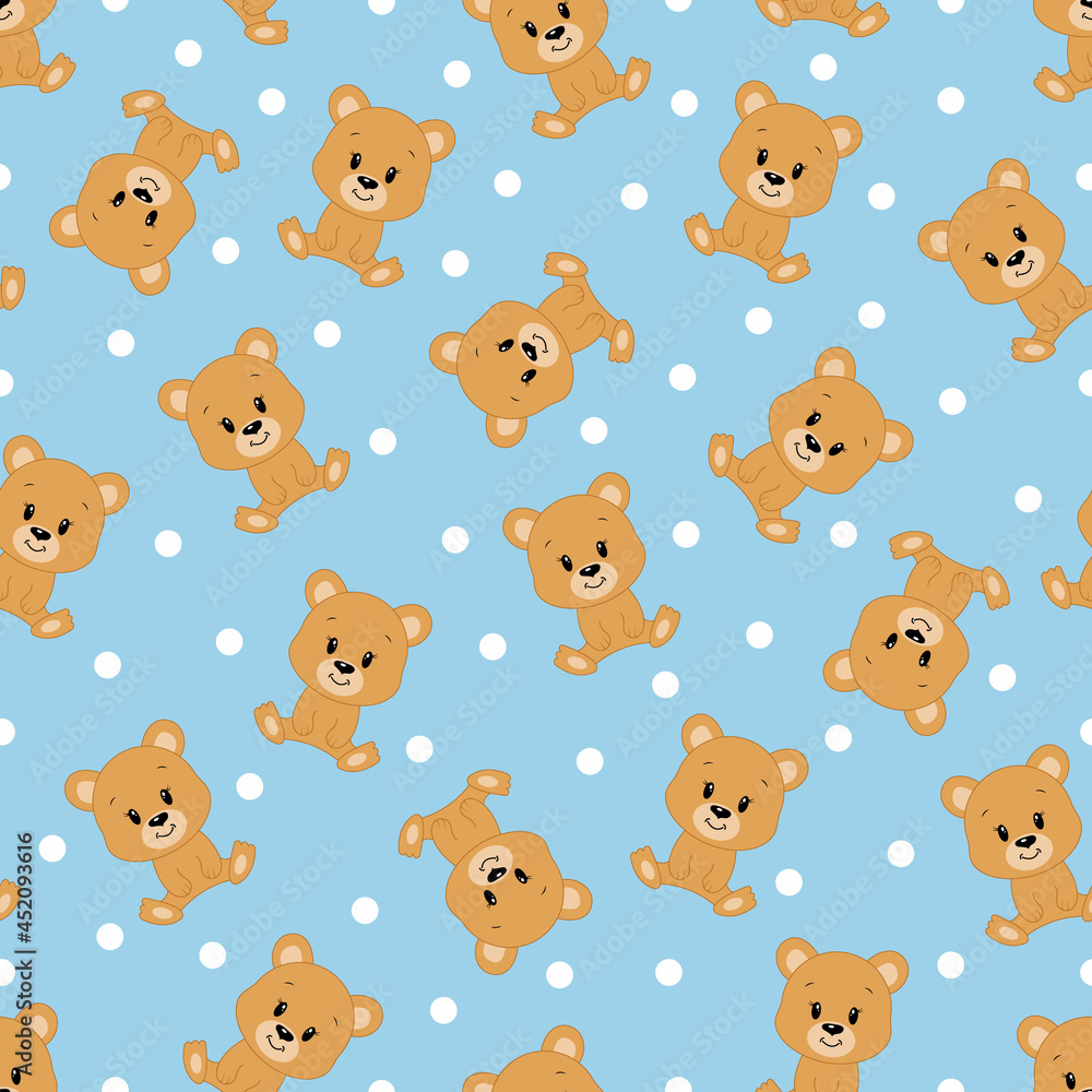 Cute cartoon bear. Vector illustration. Seamless pattern. Cute cartoon bear. Vector illustration. Seamless pattern.