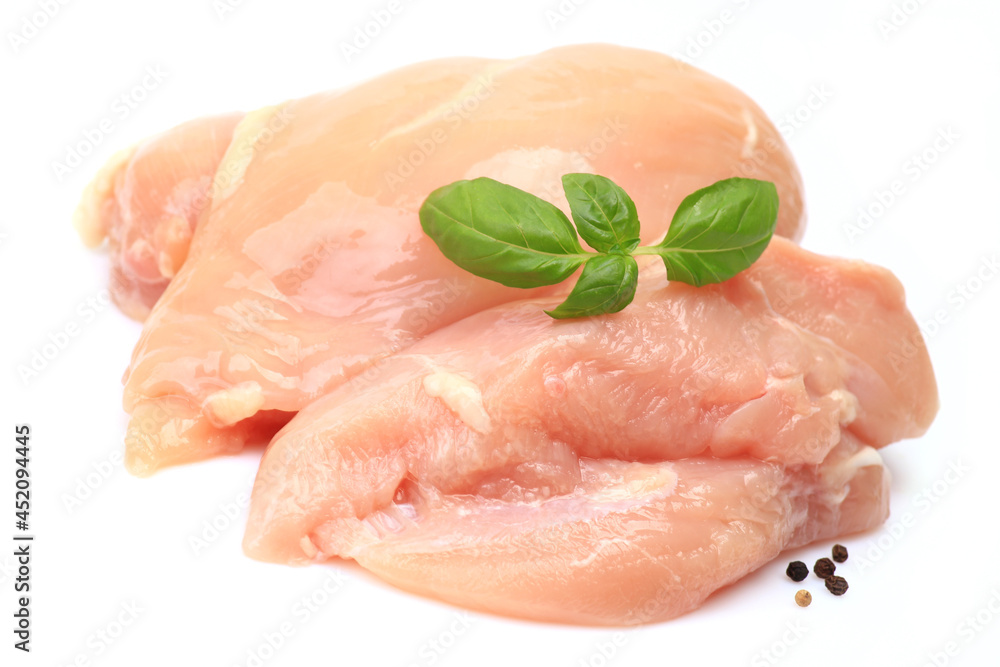 Chicken meat on a white background Chicken meat on a white background