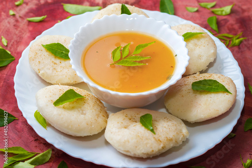 famous South Indian food Idly/idli is ready to serve. photo