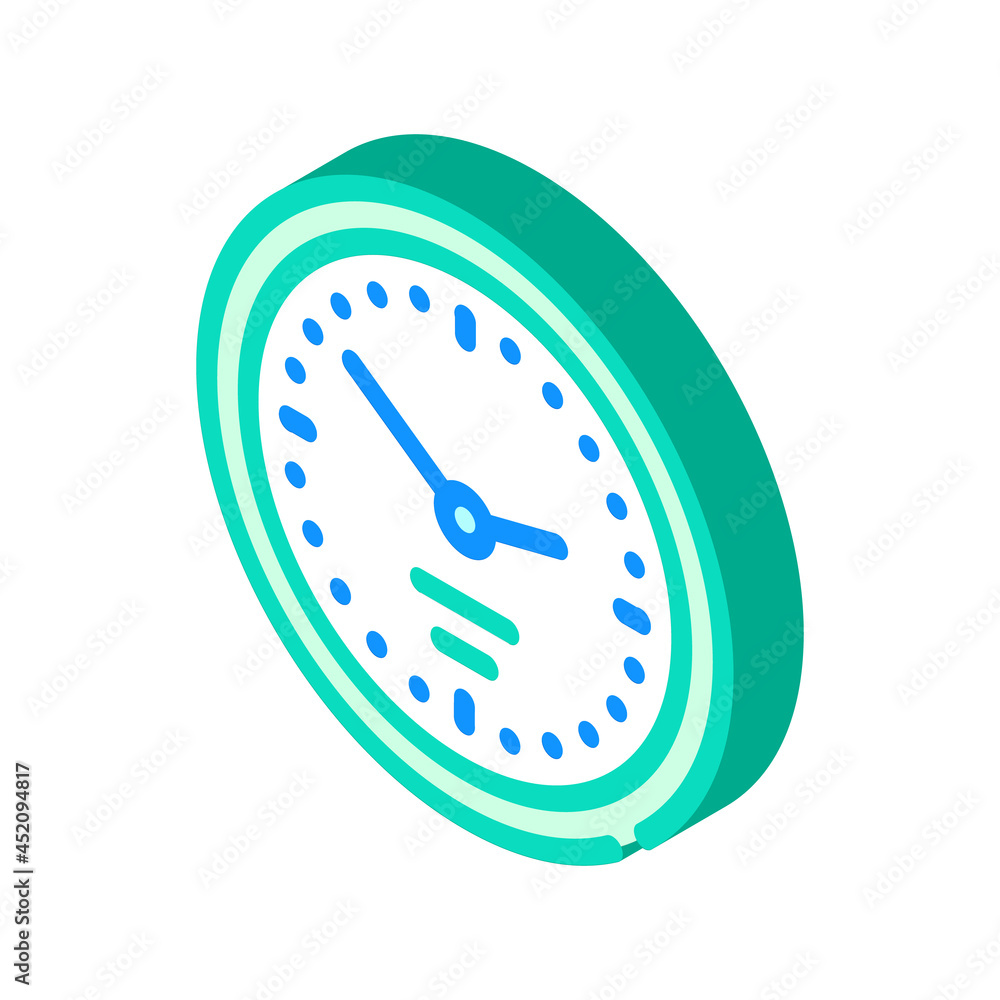 wall clock isometric icon vector. wall clock sign. isolated symbol illustration wall clock isometric icon vector. wall clock sign. isolated symbol illustration
