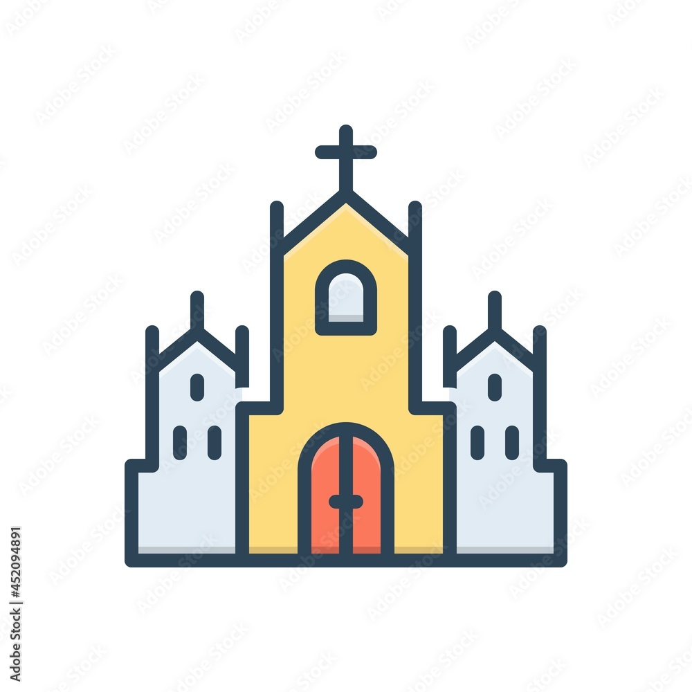 Color illustration icon for cathedral