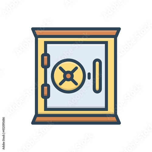 Color illustration icon for safe box
