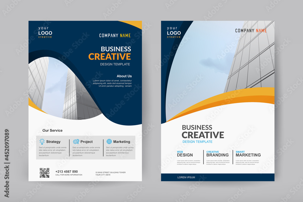 Business brochure cover design template. Vector flyer layout with ...