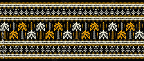 Vector tribal floral border design