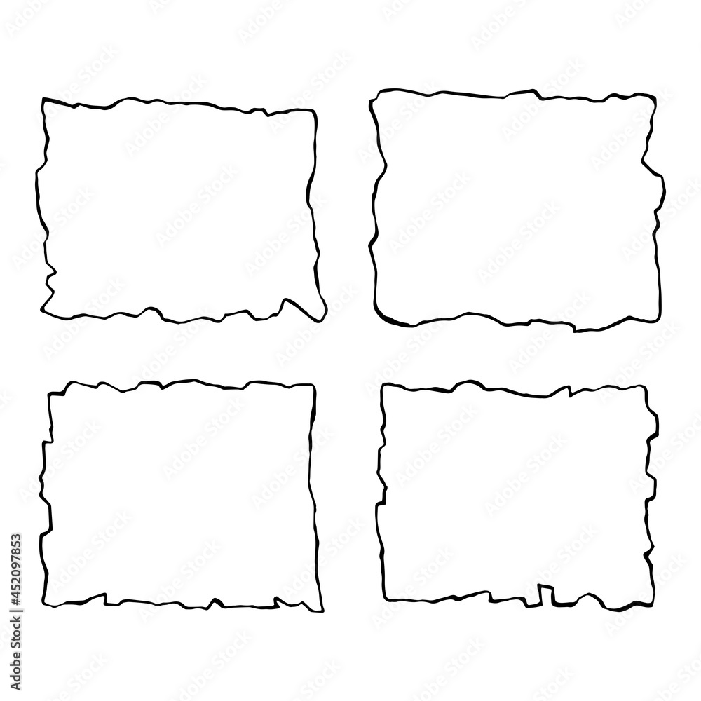 Paper sheets. Black and white illustration isolated for packaging, cover and other design.