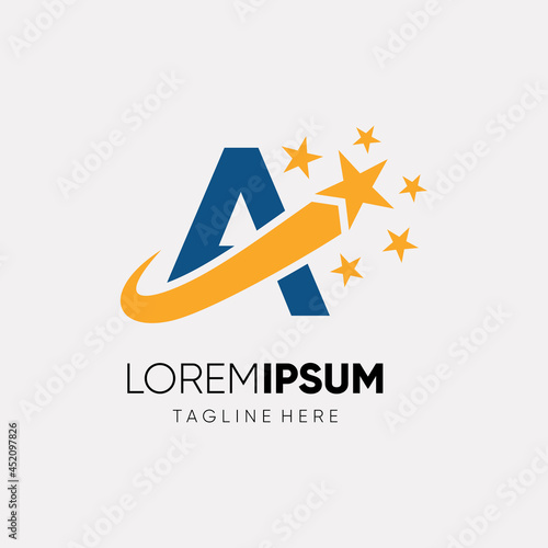 Letter A Star Logo Design Vector Icon Graphic Illustration 