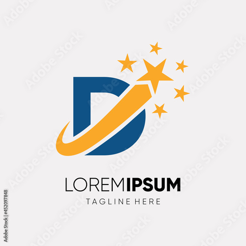 Letter D Star Logo Design Vector Icon Graphic Illustration 