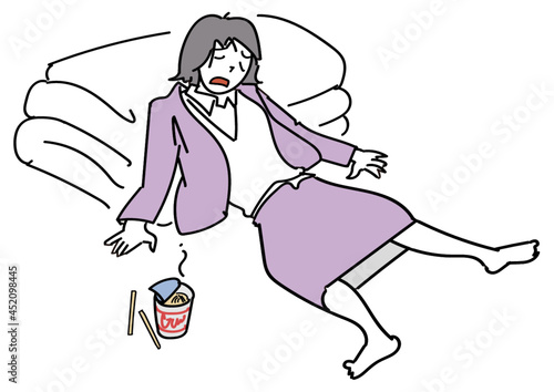 気力が尽きてだらける女性