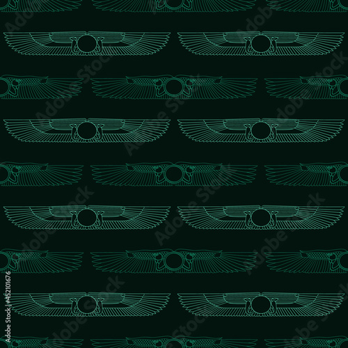 Seamless pattern with ancient egyptian symbol Winged sun for your project