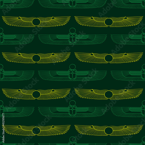 Seamless pattern with ancient egyptian symbol Winged sun for your project