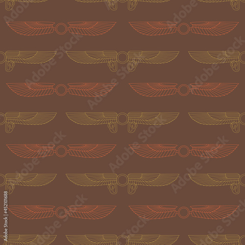 Seamless pattern with ancient egyptian symbol Winged sun for your project