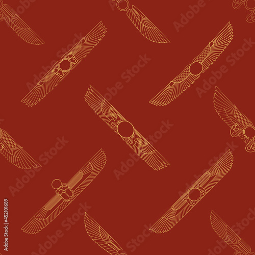 Seamless pattern with ancient egyptian symbol Winged sun for your project