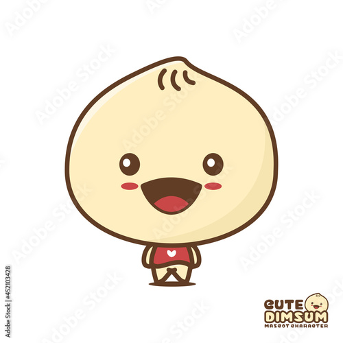 cute dimsum mascot, steamed bun cartoon illustration