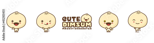 cute dimsum mascot, with different facial expressions and poses