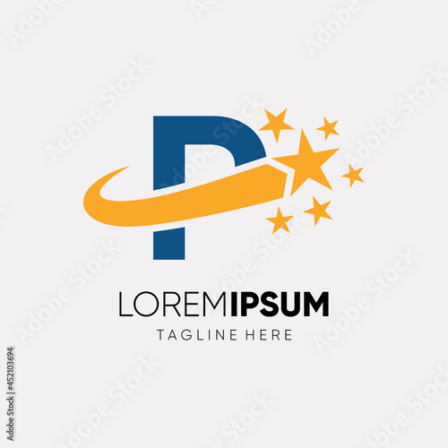 Letter P Star Logo Design Vector Icon Graphic Illustration 