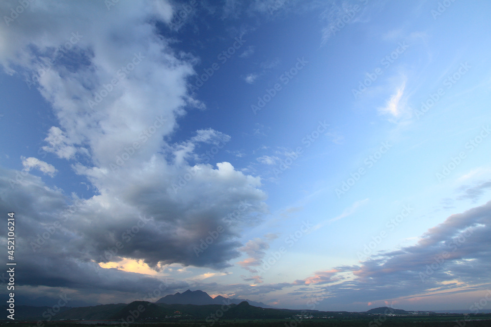 dusk in Taitung and the surrounding mountains, Taiwan