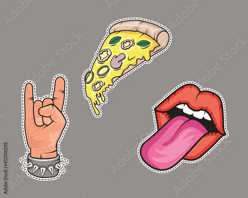 three patches retro icons