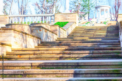 Stone stairs in the city park . Stairs Scara Cascadelor in Valea Morilor from Chisinau photo