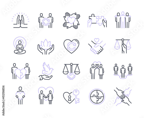 Harmonious relationship vector icons set