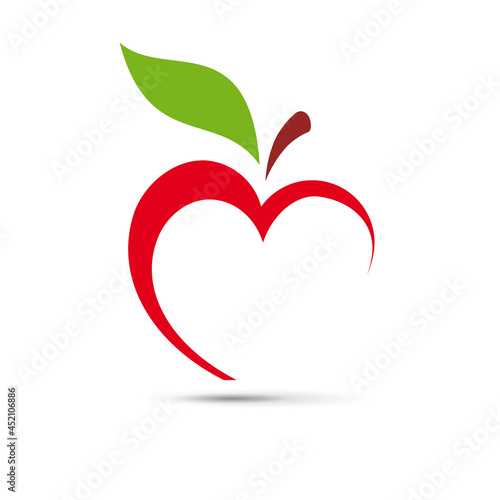 Vector logo abstract apple on heart shape photo