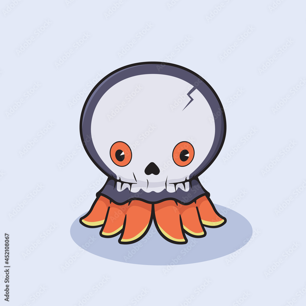 Halloween octopus wear skull mask