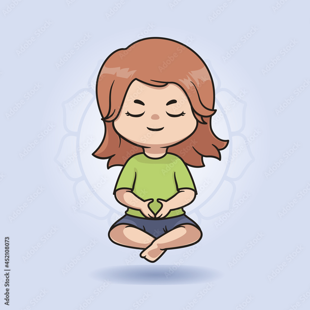Cute meditation girl illustration design Cute meditation girl illustration design