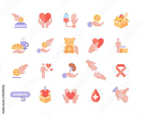 Simple set of Donations and Charity vector line icons