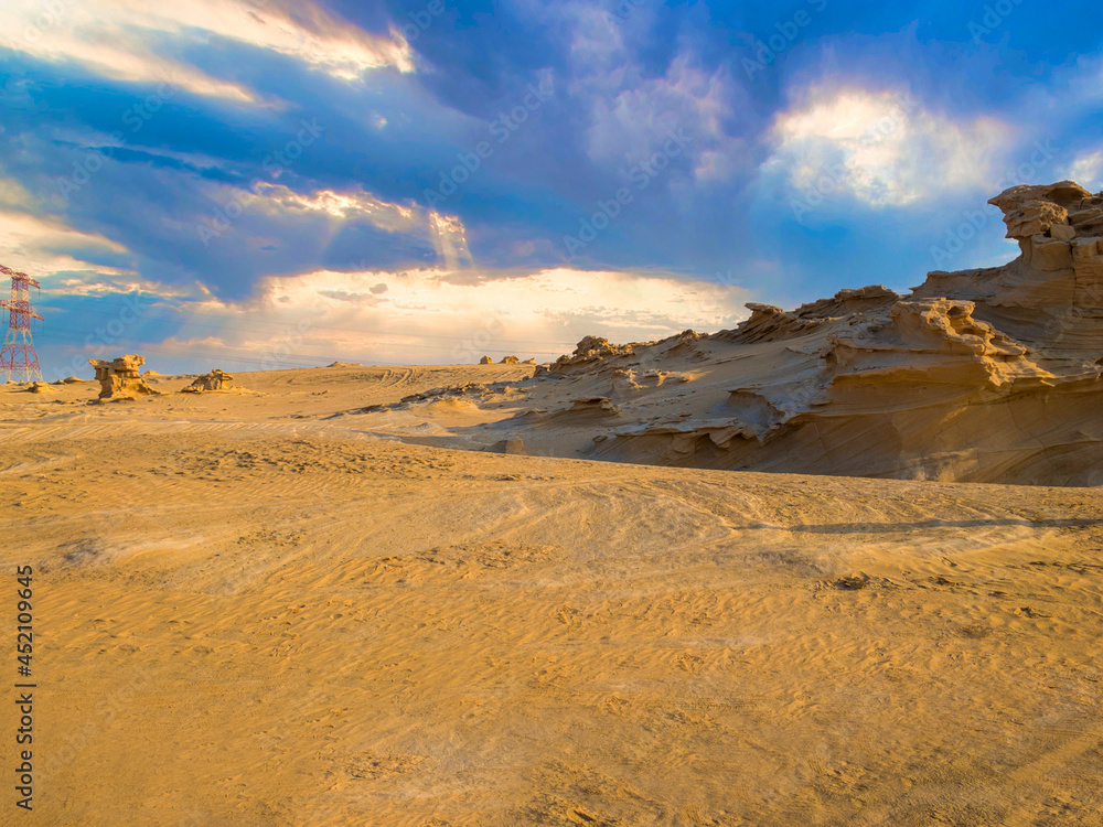 Sandstone Structures (Fossil Dunes). Al Wathba, Abu Dhabi, UAE
