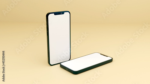 Full screen black smartphone mockup design with mobile app presentation template