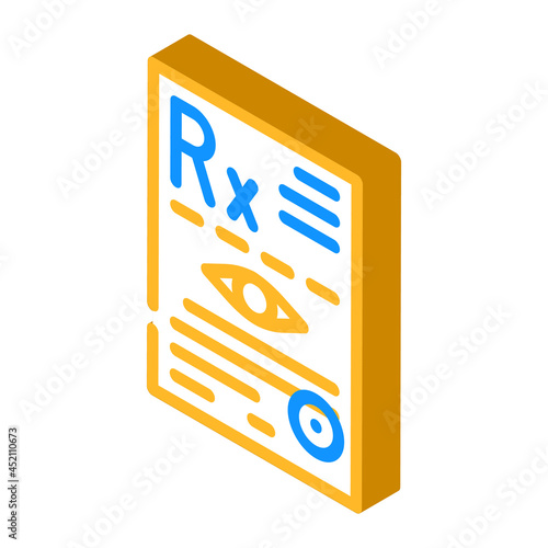 recipe ophthalmology isometric icon vector. recipe ophthalmology sign. isolated symbol illustration