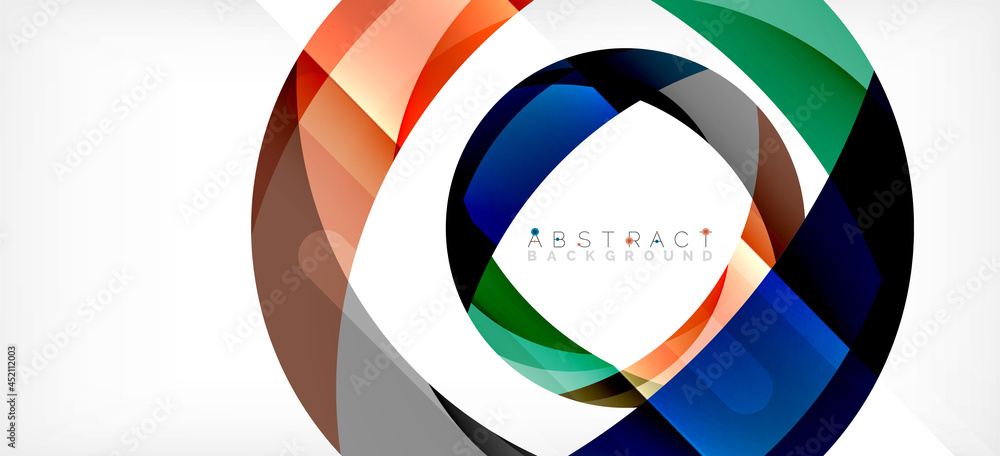Geometric abstract background. Circle created with overlapping color shapes. Vector Illustration For Wallpaper, Banner, Background, Landing Page Geometric abstract background. Circle created with overlapping color shapes. Vector Illustration For Wallpaper, Banner, Background, Landing Page