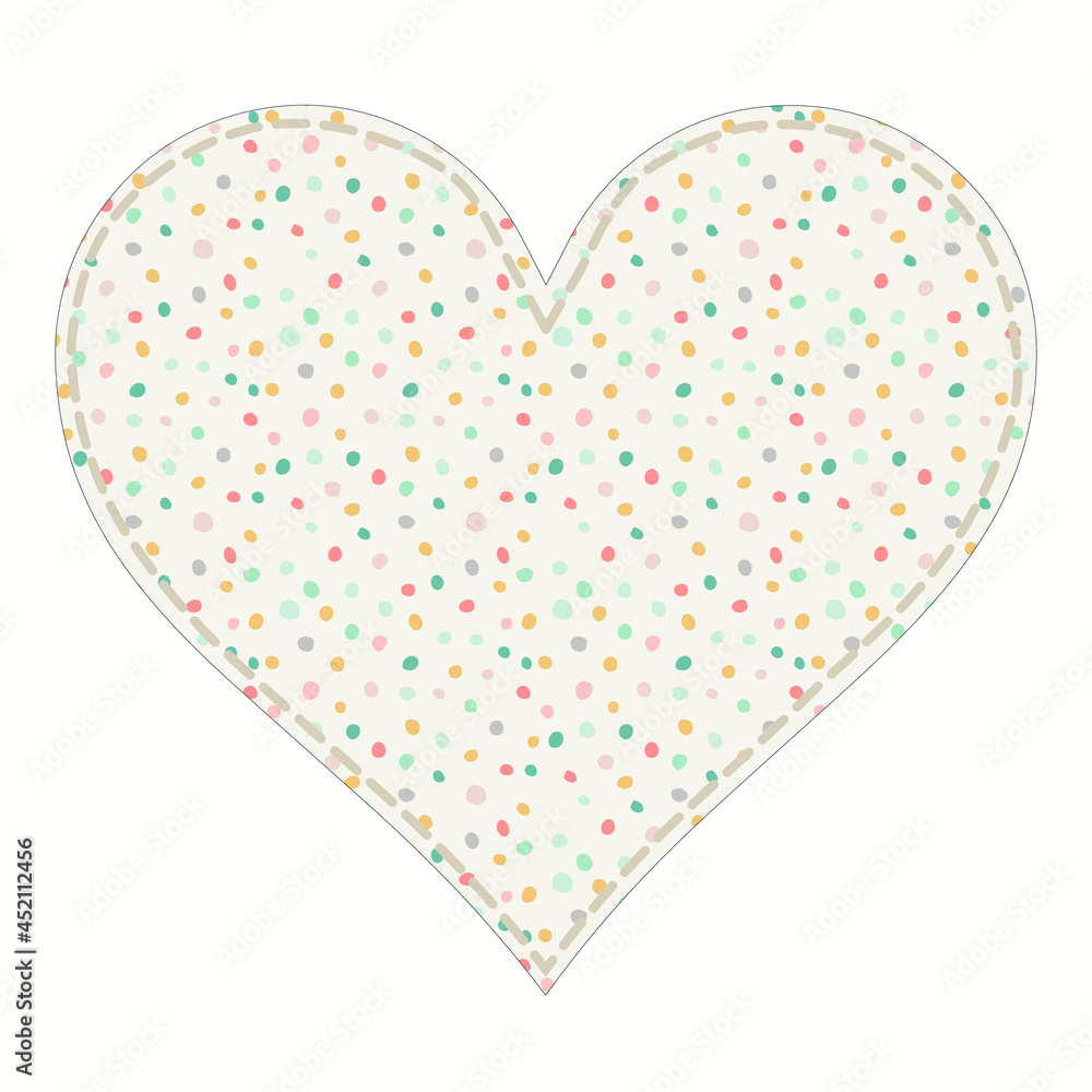 Heart in the style of quilting boho polka dots