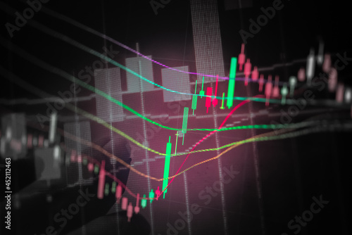 Forex market background, trading on the currency market Forex. Currency exchange rate for world currency: US Dollar, Euro, Frank, Yen. Financial, money, global finance, stock market background. 