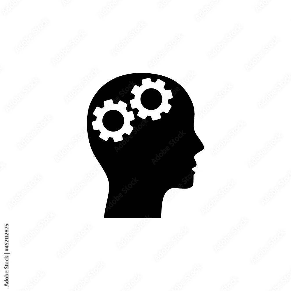Human head with gear inside icon isolated on white background Human head with gear inside icon isolated on white background